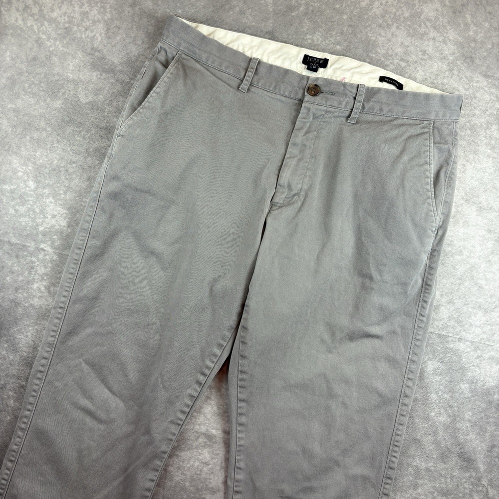 J. Crew Chino Pants Mens 34x30 Grey Straight Fit Flex Lightweight Summer